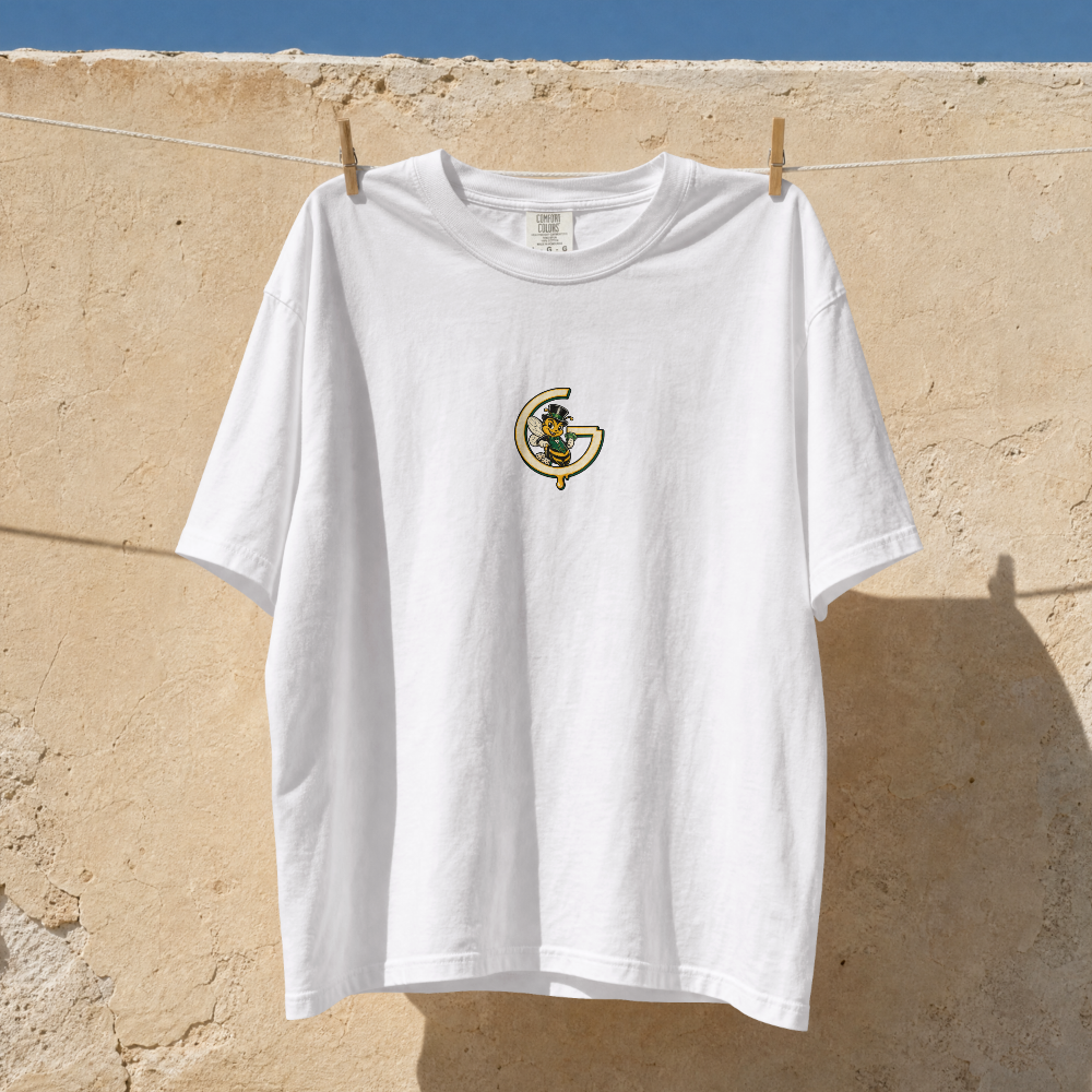 GRITO Honey Money Tee in white — front chest mark